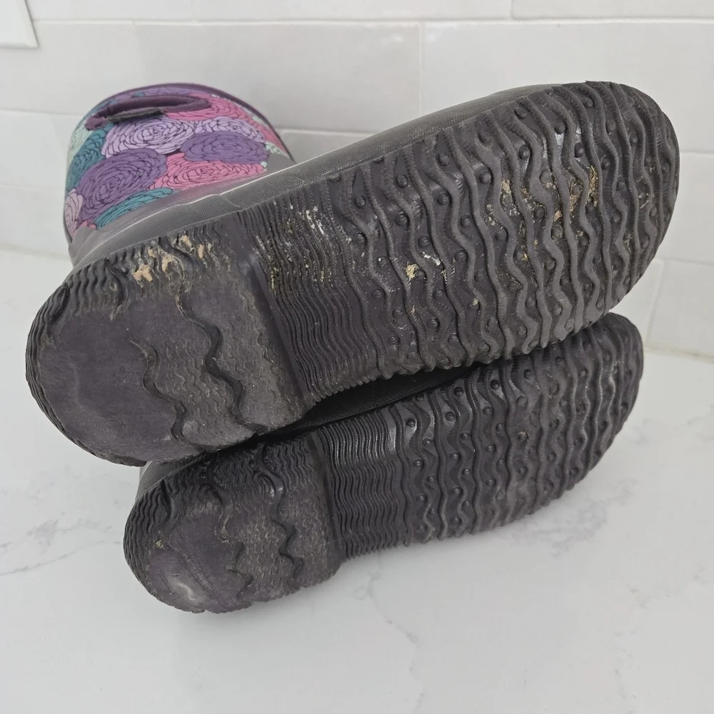 Bogs Classic High Handles Rosey Purple Floral Waterproof Insulated Snow Boots 4 - Picture 9 of 9